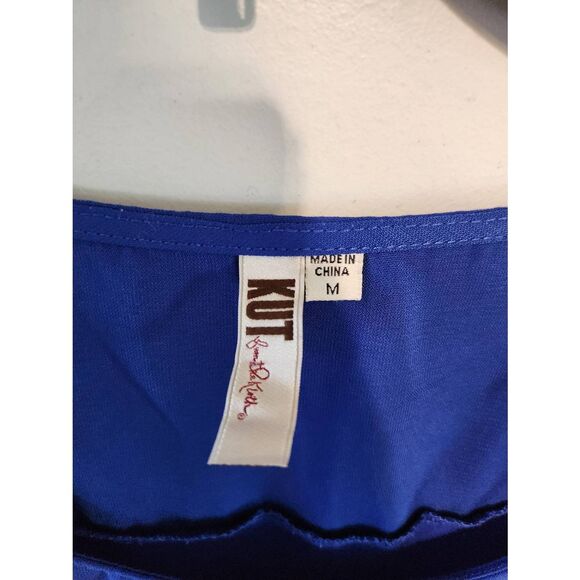 Kut From The Kloth Size L Blue Short Sleeve Blouse - Picture 2 of 4